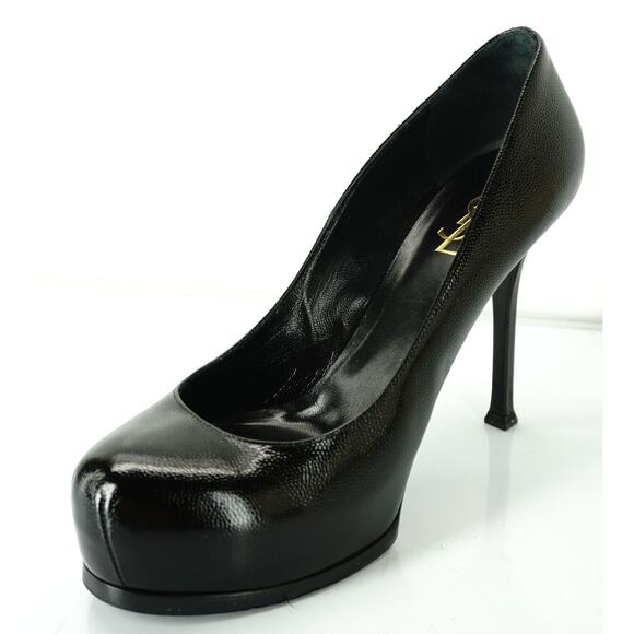 Saint Laurent Black Patent Tribute Platform Pumps Size 40 10 YSL - Picture 2 of 12